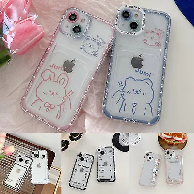$9.79 • Buy For IPhone 14 Pro Max 13 12 11 XS XR 8+ 7 SE3 Card Holder Clear TPU Case Cover