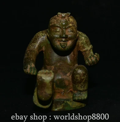 $175.12 • Buy 4.4  Old Chinese Bronze Ware Shang Dynasty Drum Kneel Figure People Statue