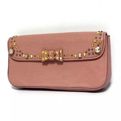 Miu Clutch Bag Ribbon Bijou Studs Pink Bracelet • $341.31