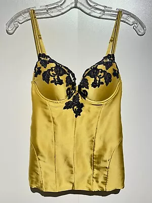 NWT $650 La Perla Maison Yellow Silk Bustier Sz 2 / 34B • $199