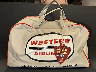 Vintage 1950’s Western Airlines Vinyl Travel Carry On Stewardess Bag • $44.95