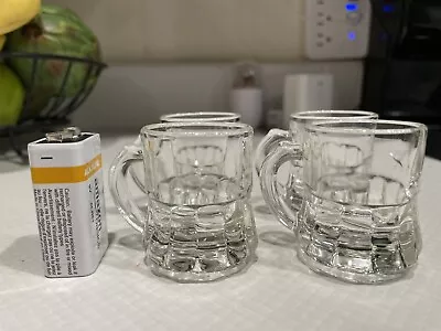 Vintage Federal Glass Mini Beer Mug Shot Glass Set Of 4 • $14.44