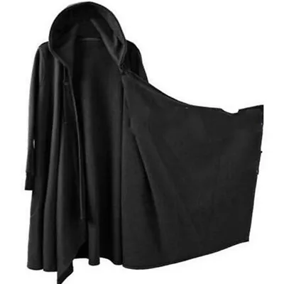 Mens Gothic Long Cloak Cape Trench Coat Loose Casual Jacket Black Punk Outwear • $34.21