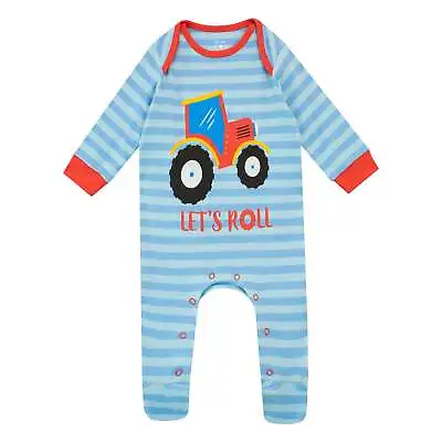 £10.99 • Buy Babygrow Baby Sleepsuit Baby Boy 0-18 Months Blue Red Stripes Red Tractor Gift