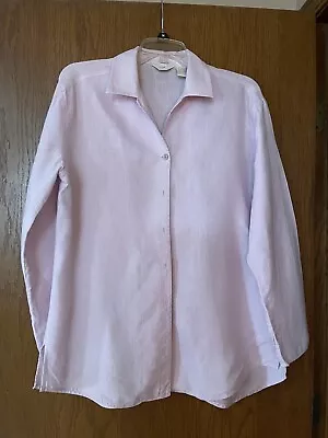 Women’s J Jill Linen Button  Down Tunic Long Sleeve Shirt Sz XS Pink • $14.95