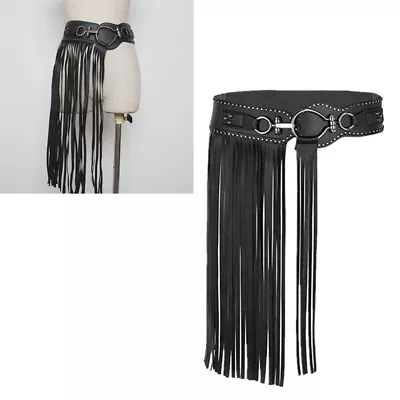 Wide Waist Belt Punk Pirate Pants Black Fringe Belt Skirt Women Lady Girl • $33.33