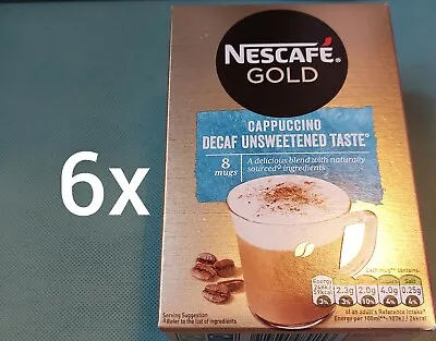 £16.97 • Buy 6x 8 Nescafe Gold CAPPUCCINO DECAF UNSWEETENED 48 Sachets Instant Coffee CHEAP.
