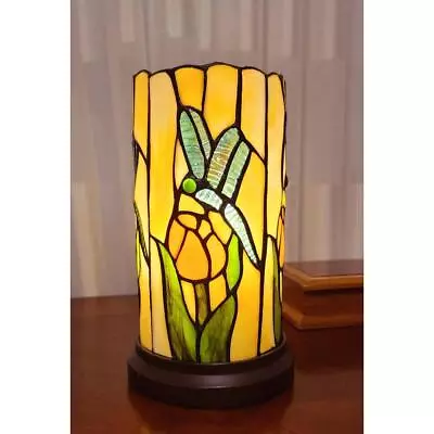 Amora Lighting Mini Table Lamp 10  Tiffany Style Dragonfly Glass Shade Bronze • $83.41