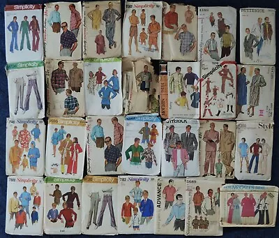 HUGE BUNDLE/LOT OF 28 VINTAGE 1950s 1960s 1970s MEN'S SEWING PATTERNS UNCHECKED • £14.99