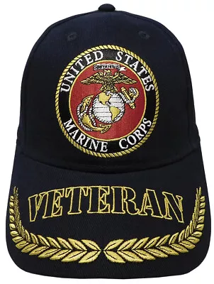 U.S. Marine Corps Marines Veteran Red White & Blue V On Bill Black Hat • $15.88