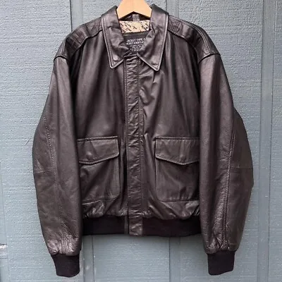 Vintage A-2 FLIGHT US Army Leather Jacket Sz L Black • $55