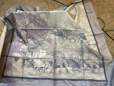 $12.99 • Buy Jim Thompson Silk Animal STATEMENT Elephabts Zebra Grey