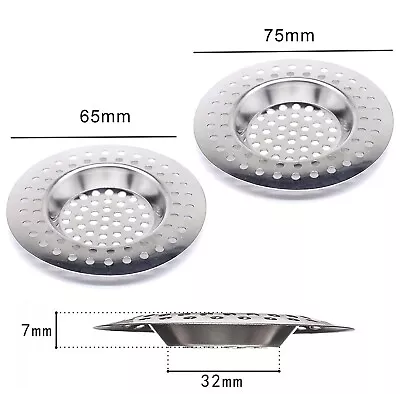 £2.45 • Buy Kitchen Sink Drain Strainer Steel Plug Hole Bath Basin Hair Catcher Cover Filter