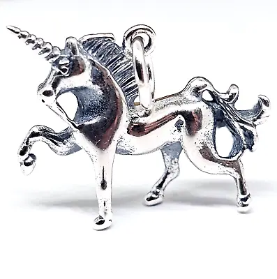 Unicorn Charm Sterling Silver Mythical Luck Charm 3D Solid Stamped 925 Jewellery • $28.49