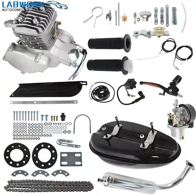 Silver 80cc 2Stroke Cycle Bike Engine Motor Petrol Gas Kit For Motorized Bicycle • $87.16