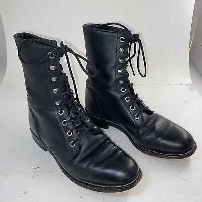 $32.99 • Buy Justin L506 Black Leather Lacers Paddock Boots Sz 6 - 027BO