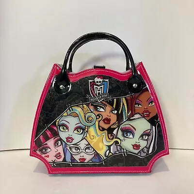 Monster High Doll Purse Handbag Makeup Cosmetic Case Storage Vinyl Pink Black • $10.86