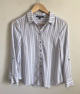 BASQUE Women’s Long Sleeve Button-up Blouse Size 6 Petites Multicoloured Striped • $18.90