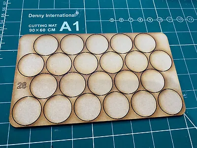 28 Mm Round Bases (22/PK) Bolt Action Warhammer 40k + Other Wargames 2mm MDF • £1