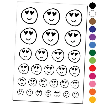 Heart Eye Love Emoticon Face Doodle Temporary Tattoo Water Resistant Set • $9.99