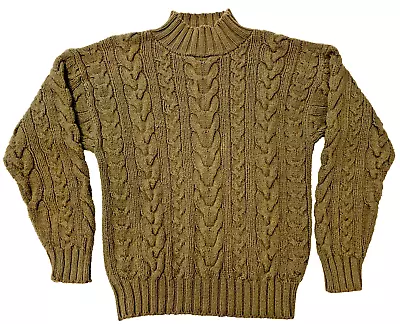 VTG Banana Republic Safari Cable Knit Fisherman Sweater Men S Olive Green Chunky • $38.40