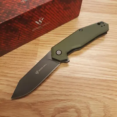 Steel Will Tenet 2 Linerlock Folding Knife 3.5  D2 Tool Steel Blade OD Green G10 • $33.99