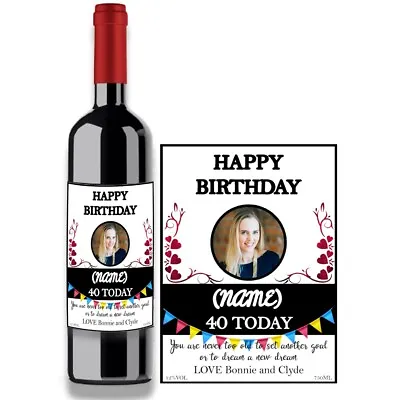 £2.79 • Buy Personalised Name Photo Year Wine Bottle Label For Birthday Any Occasion BL020