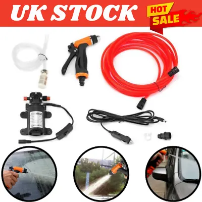 12V Car Washer Water Pump Kit Sprayer Cleaner Hose Portable High Pressure Wash • £17.88