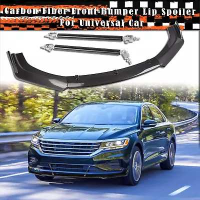 For VW Passat R 3Pcs Carbon Fiber Front Bumper Lip Splitter Spoiler Universal • $62.88