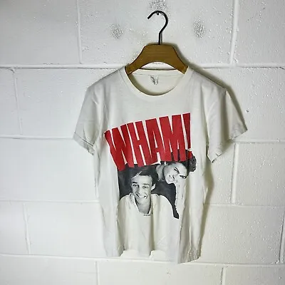 Vintage Wham Shirt Mens Medium White 1984 George Michael Andrew Ridley 80s Pop • £99.95