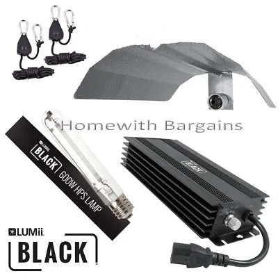 £66.95 • Buy 600w LUMii BLACK Dimmable Digital Ballast Grow Light Kit HPS Dual Spectrum Bulb