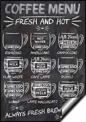 Coffee Poster Chalk Board Menu Home Kitchen Cafe Hi Quality Wall Art Print A3 A4 • £5.99