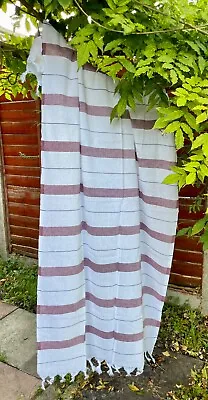 Striped Peshtemal 100% Cotton Turkish Bath Towel Perfect For Beach Yoga Gym • £10.50