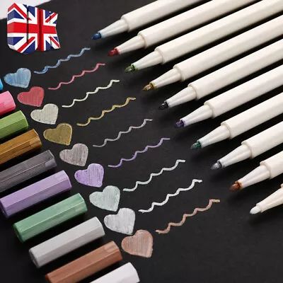 10X Metallic Acrylic Paint Marker Pens Permanent For Stone Painting Ceramic Wood • £3.99