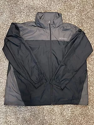 Columbia Jacket Men's XXL Full Zip Up Hooded Packable Black 100% Nylon • $18.99