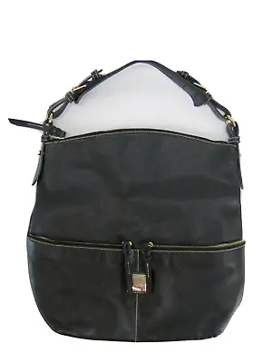 EUC Dooney & Bourke Dillen Black Pebble Leather Hobo Shoulder Bag 2 Pocket Sac • $174.99