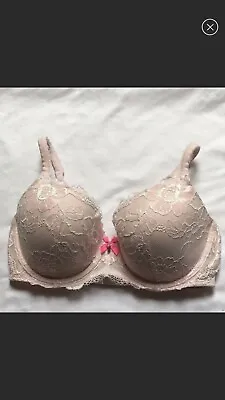 Vicoria Secret Lined Demi Multi X Strap Pink Lace Bra 34dd $58 • $22