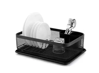 Mesh Dish Rack Nero Rust Proof Holder Drip Tray Cup Drainer Strainer 41x29.5cm • $56