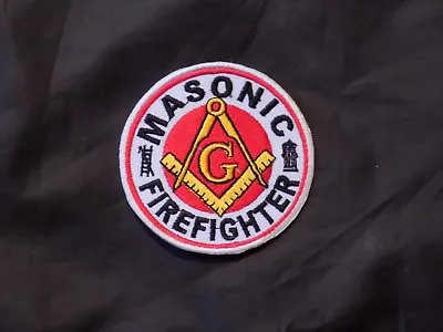 Masonic Firefighter Square Compass Patch Round Iron Sew Freemason Fraternity NEW • $7.95