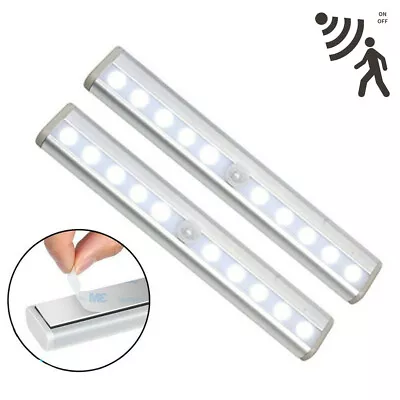 Wireless Battery Powered PIR Motion Sensor 10 LED Night Light Lamp Wall Wardrobe • £6.89