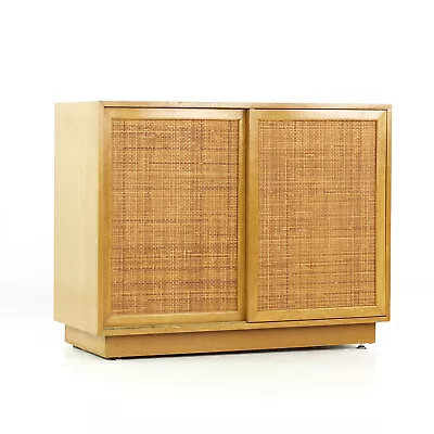 Harvey Probber Mid Century Bleached Mahogany And Cane Front Sliding Door Bar Med • $3695