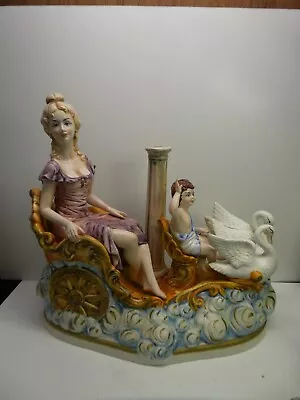 Vintage Porcelain Capodimonte Pottery Statue Lamp Base Classical Lady Figurine • $395