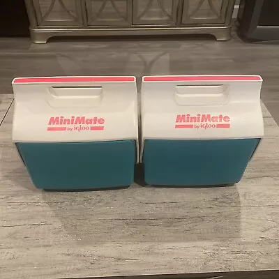 Vintage 1990’s Mini Mate Cooler By Igloo Made In USA Retro Hot Pink Neon Teal • $25