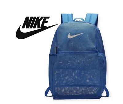 Nike Brasilia Mesh Black/White 9.0 Unisex Training Gym Royal Blue Backpack  • $64.99