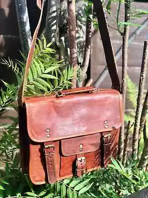 Genuine Vintage Leather Bag Men's Messenger Shoulder 22  Laptop Bag Briefcase • $61.10