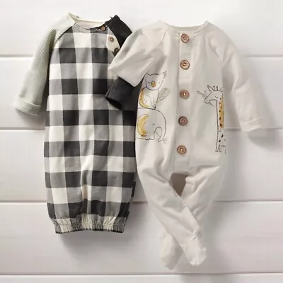 Mud Pie E1 Baby Watch Me Grow Safari Gown & Sleeper Gift 2pc Set 11010246 • $17.97