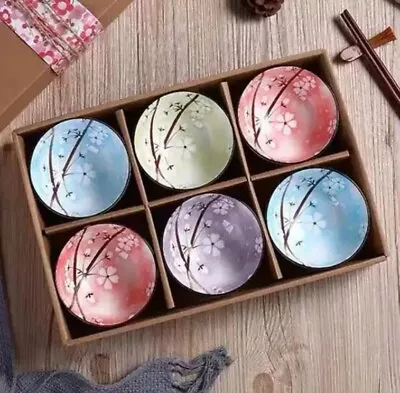 6 X Small Ceramic Japanese Chinese Rice/Soup/Ice Cream Dessert Bowl Gift Set  • £17.99