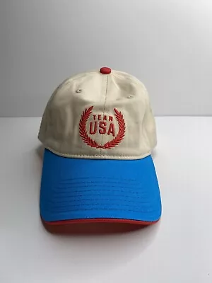 Team USA Olympic Shield Adjustable Strapback Tan Blue Red Hat OSFA Cap New USA • $17.99