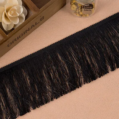 Black Tassel Fringe Trim 6cm 8cm 10cm Width Sewing Edging Craft Lampshade Dress • £4.99