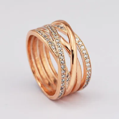 Enuine S925 Rose Gold Entwine Entwined Entwining Ring Size 56 Ltd Time Sale !  • £10.99